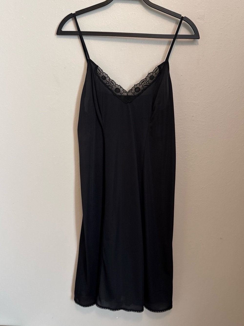 Classic Black Lace-Trim Slip Chemise